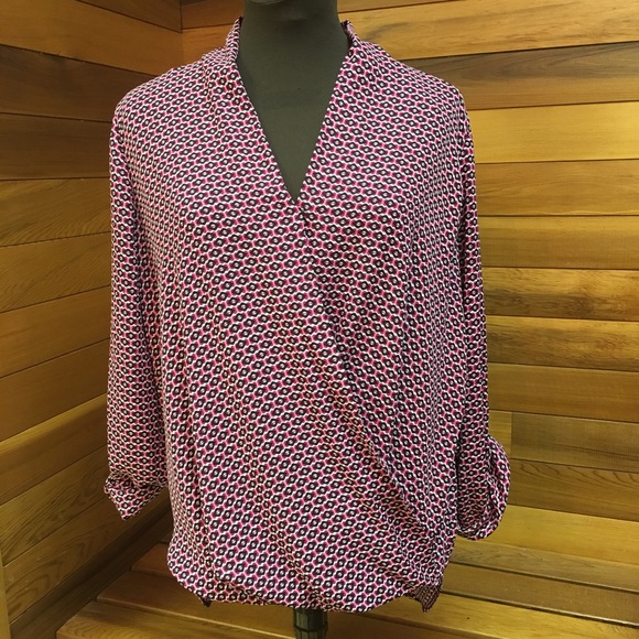 Pleione Nordstrom High Low Geometric Blouse Top - Picture 2 of 8